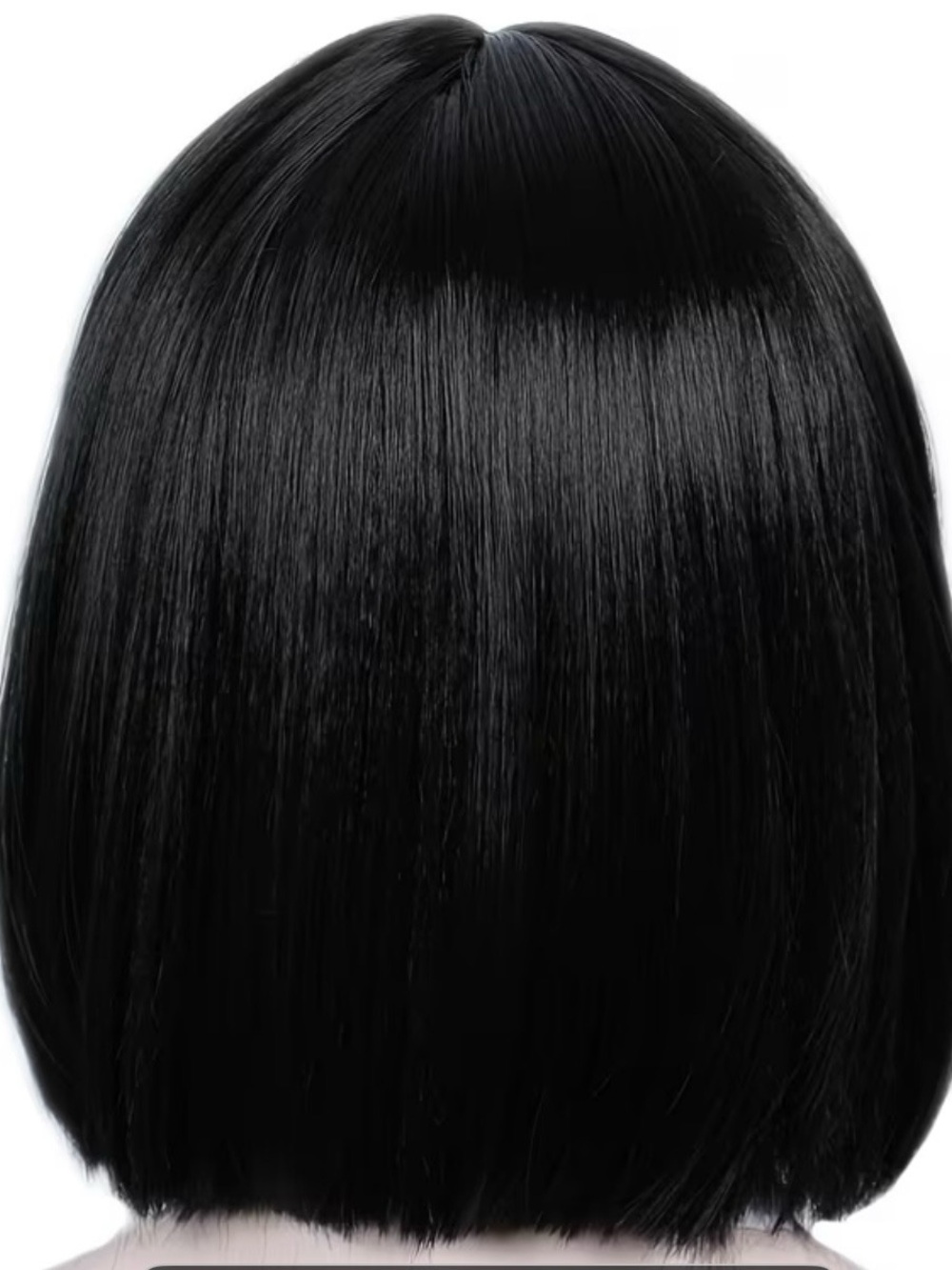 Chic Short Bob Wig with Blunt Bangs in Black - Picture 3 of 8